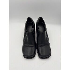 Womens Gillian Leather Heeled Loafers Size 7M Black